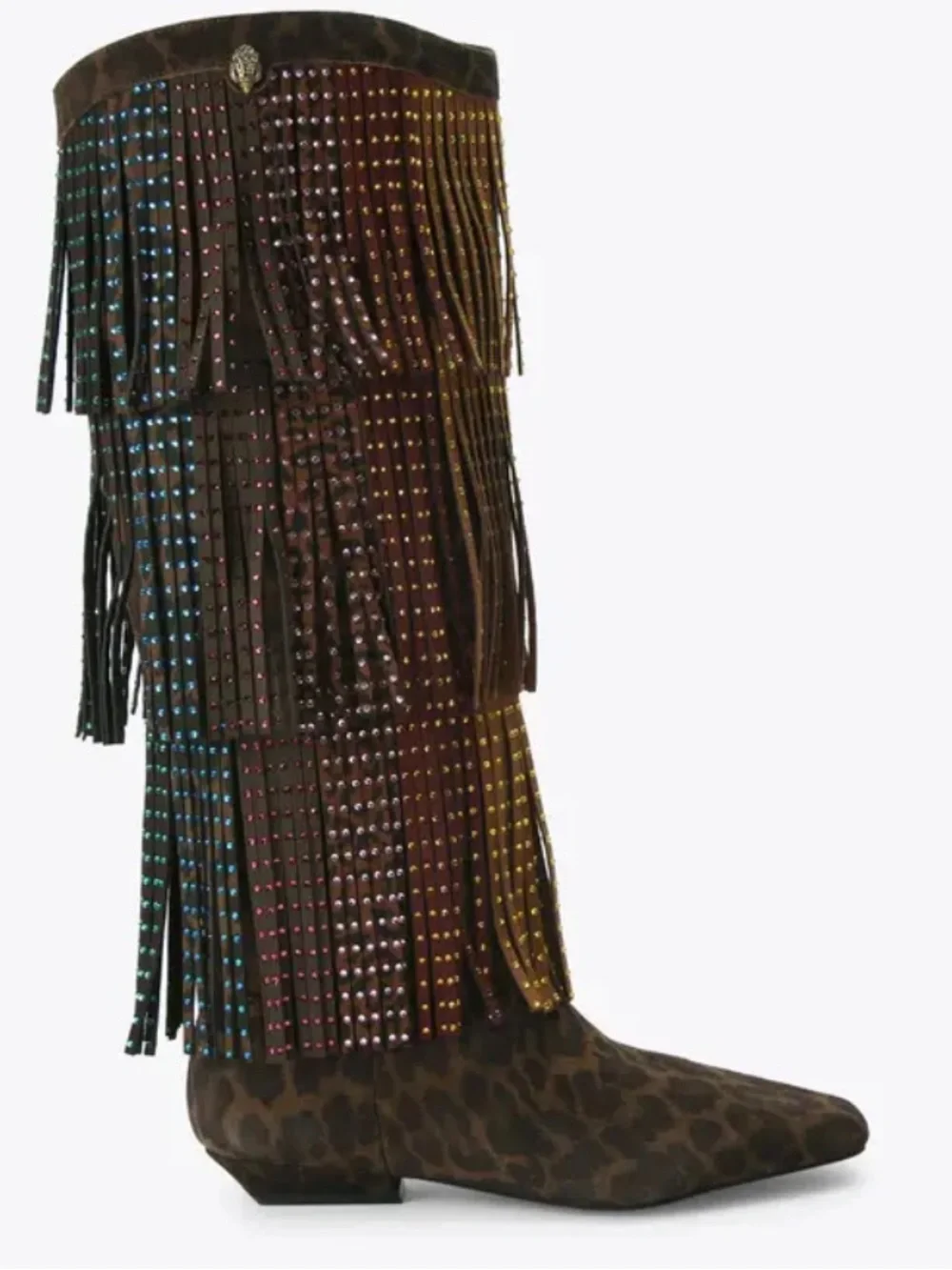 Kurt Geiger London Western Fringe Boot with Multicolor Stud NEW Size 38